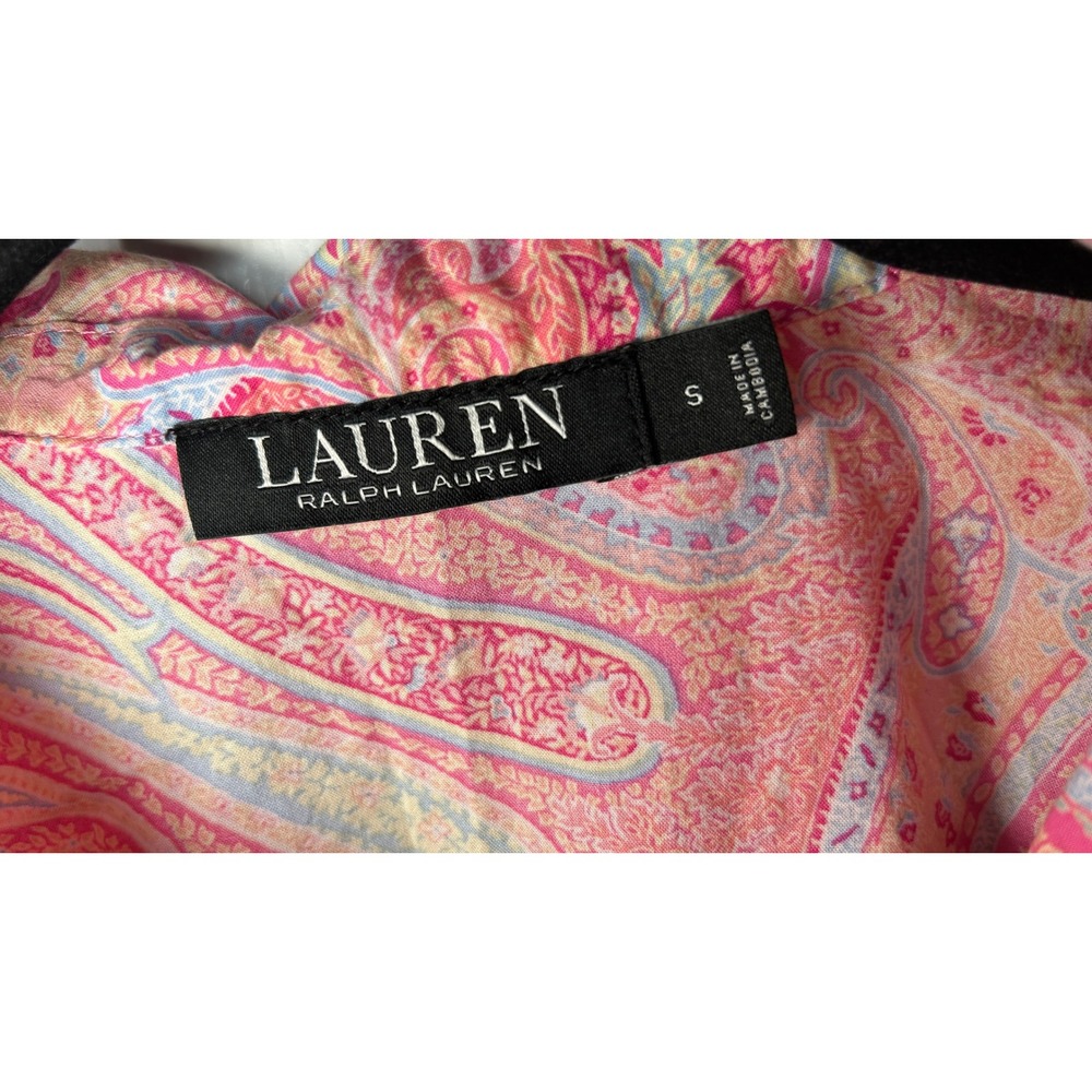 Lauren Ralph Lauren Pajama Set Paisley Small Pink 3/4 Sleeve Button Front RLL - Picture 3 of 11